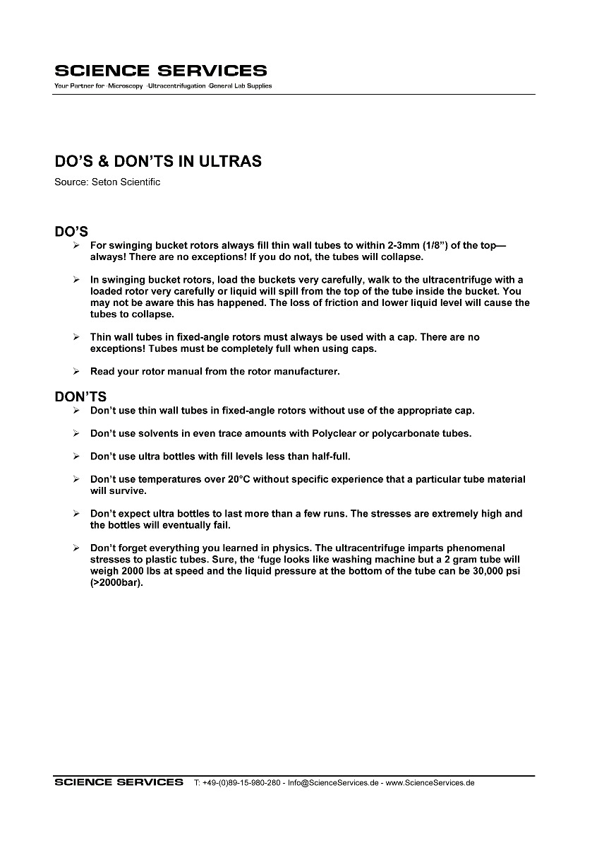 Do´s and Dont´s