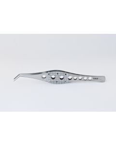 Non Slip Grip Forceps, Ergonomic. Serrated and bent tips. 175mm