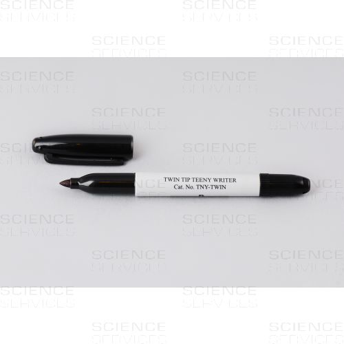 Twin-Tip Teeny Writer, lösungsmittelbeständiger Stift, mit je einer Schreib-Spitze an beiden Enden (0.7/0.3), schwarz, 1 Stück