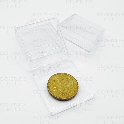 Polystyrol Box, clear, 25mm x 25mm x 8mm, 100 pieces